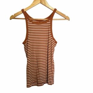 GAP Striped Rib Tank Top in Rust, Size S NWOT